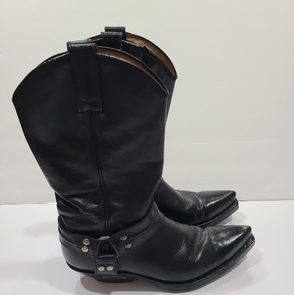 Sendra Black Leather Cowboy Biker Boots Sz.6.5 men\'s main image 7